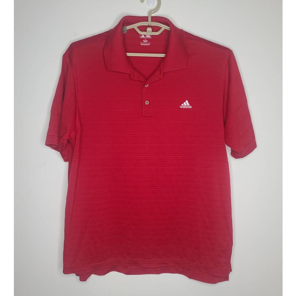 Adidas Golf red striped short sleeve polo shirt - large